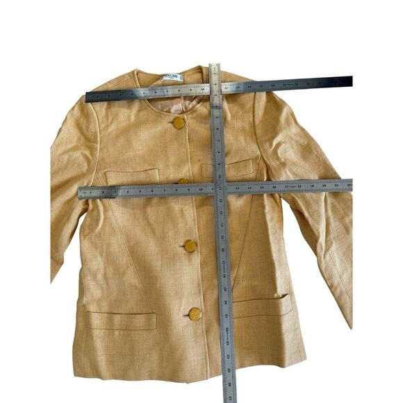 Vintage Celine Paris Blazer Skirt Suit Outfit Set Peach Size 6 EUR 36 Logo Prep - Picture 13 of 14